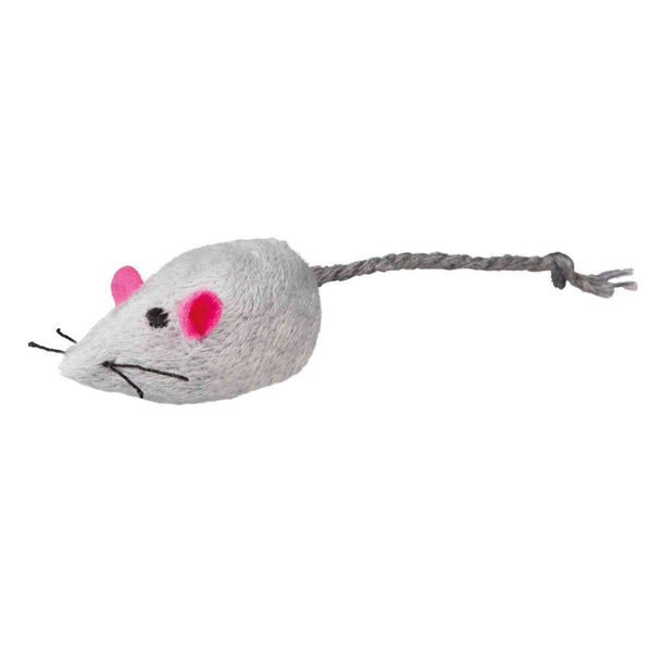 Set Mäuse, Plüsch, Katzenminze, 5 cm, 2 St., weiss/grau