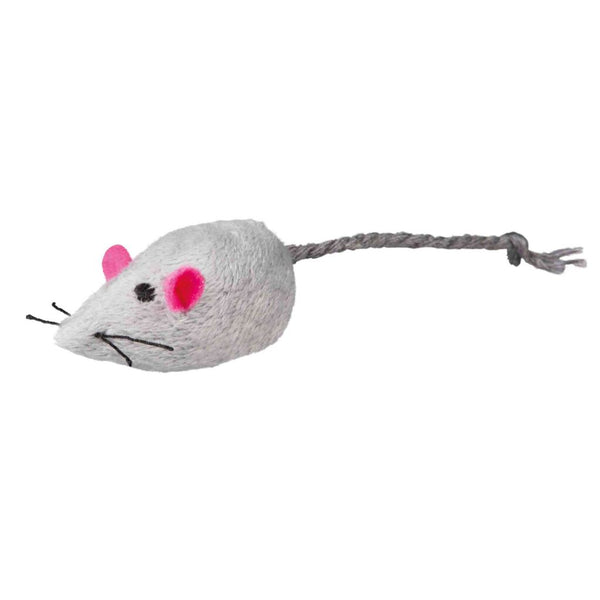 Ensemble de souris, peluche, herbe à chat, 5 cm, 2 pcs., blanc/gris