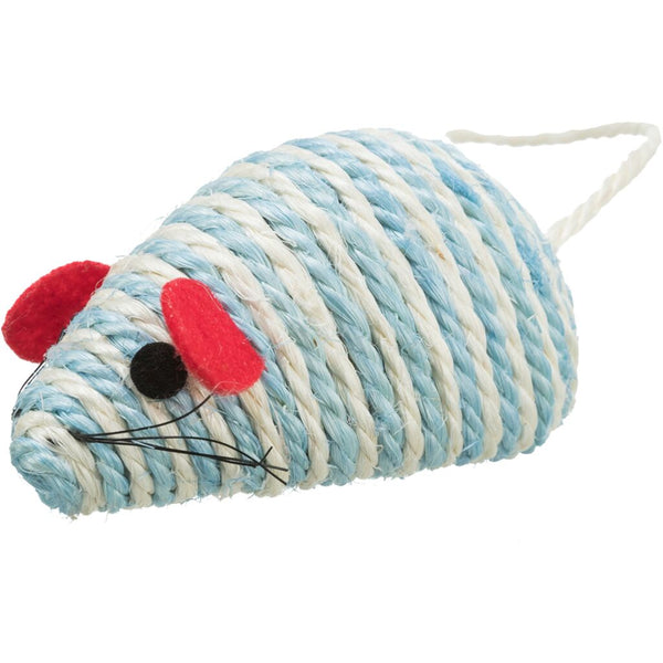 4x souris XXL en sisal avec herbe à chat, 10 cm