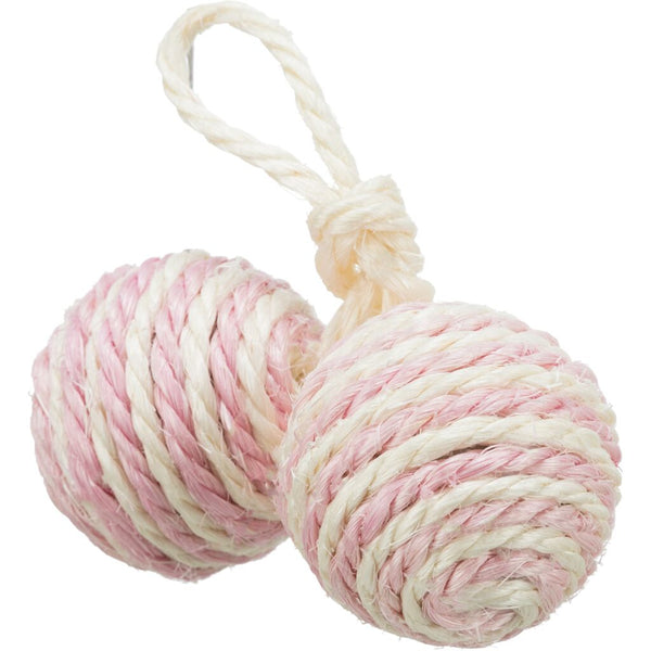 4x double balls on rope, sisal, ø 4.5 cm