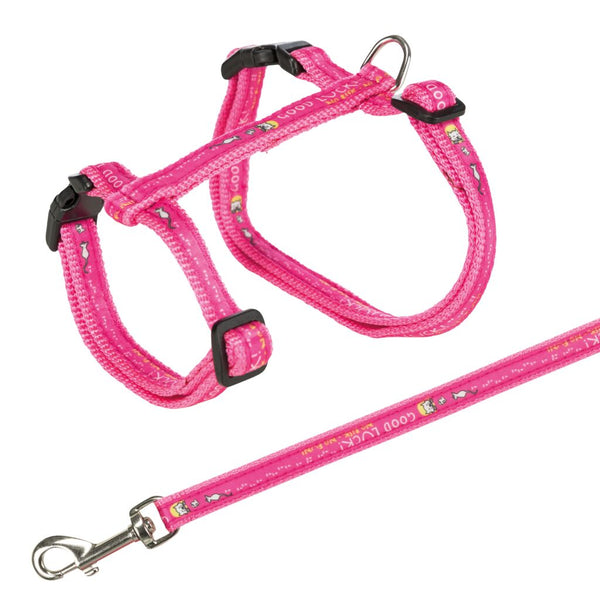 Cat harness with leash XXL, Good Luck motif, 34-57 cm/13 mm, 1.20 m