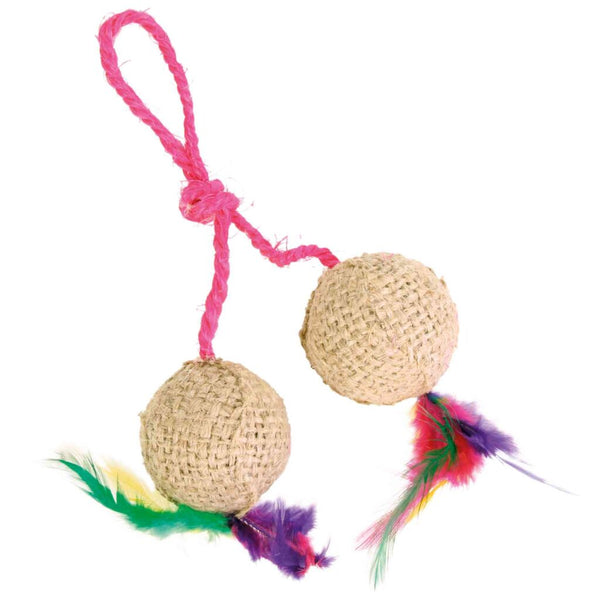 2 balls on a rope, plush, catnip, ø 4.5 cm