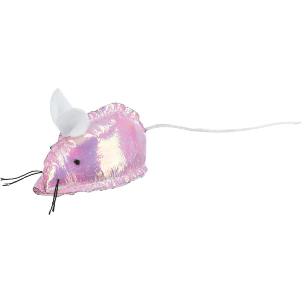 4x glitter fabric mouse with catnip, 7 cm