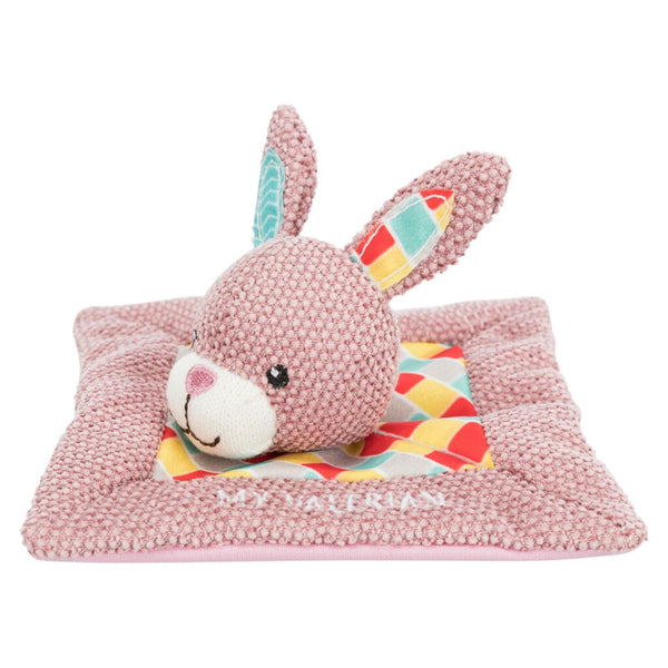 Doudou lapin junior, Ma Valériane, tissu, 13×13 cm