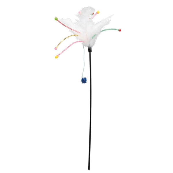 Bâton de jeu avec plumes, plastique, herbe à chat, 41 cm