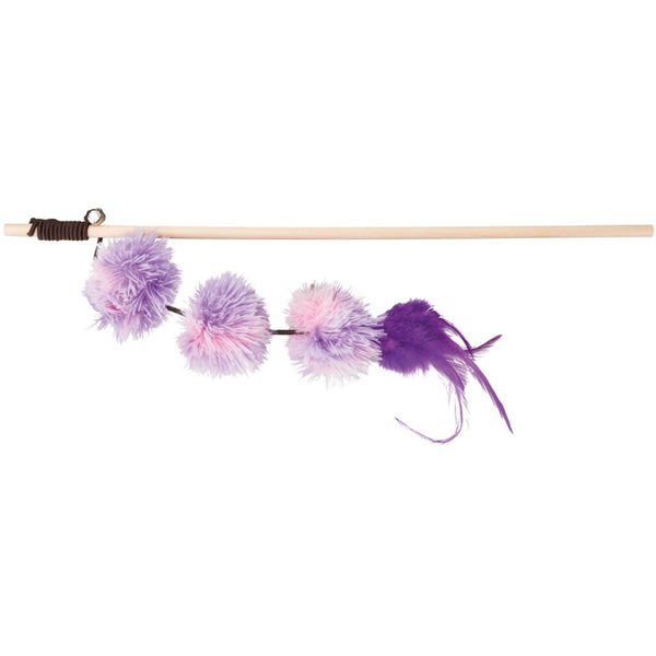 Play rod pompom balls, wood/plush, valerian, 40 cm