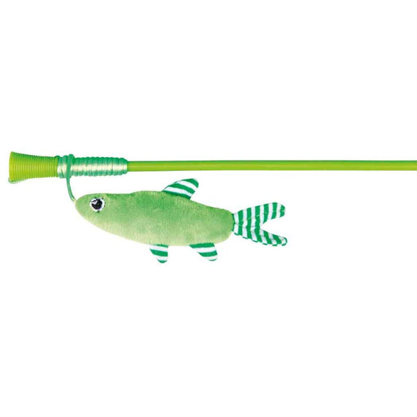 Canne à pêche poisson, plastique/peluche, herbe à chat, 42 cm