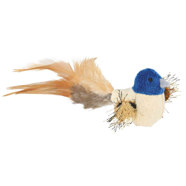 Oiseau avec plumes, peluche, herbe à chat, 8 cm