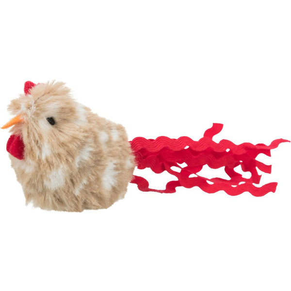 4x coq avec puce électronique en peluche avec herbe à chat, 8 cm