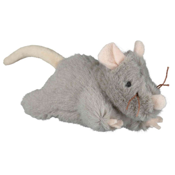4x souris avec puce électronique, peluche, herbe à chat, 15 cm