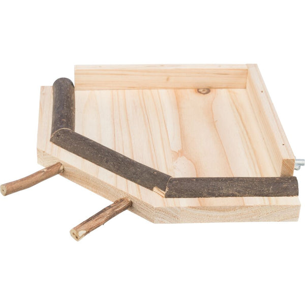 Landing pad with perches, wood, 19 × 19 cm
