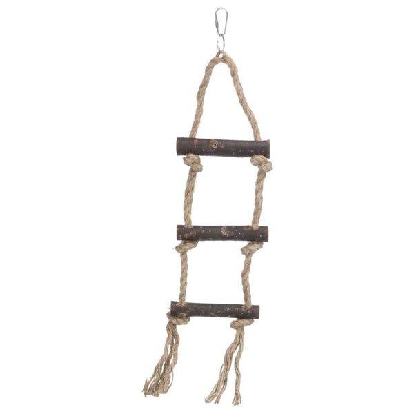 Rope ladder, bark wood/sisal, 3 rungs/40 cm