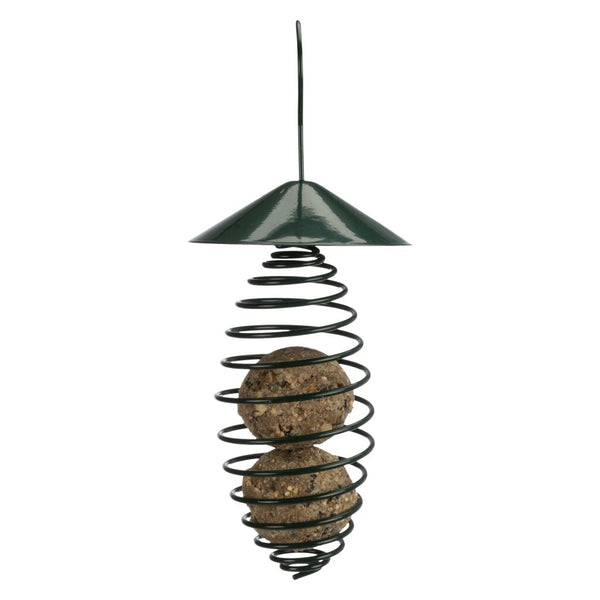 Fat ball holder spiral/roof, 2 balls, metal, 10×25 cm