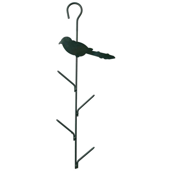 6x porte-boules de graisse oiseau, 4 boules, métal, 9×40 cm, vert foncé