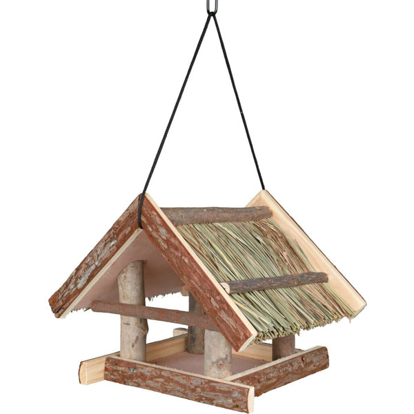 Hanging bird feeder, bark wood, 25 × 25 × 25 cm, natural