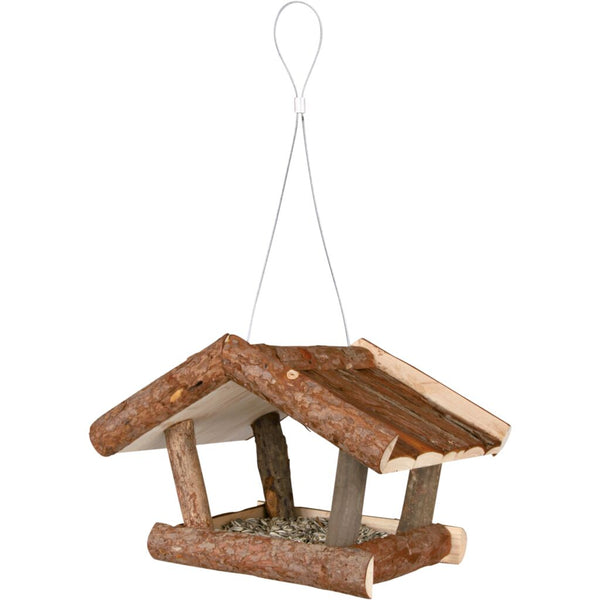 Hanging bird feeder, bark wood, 32 × 23 × 20 cm, natural