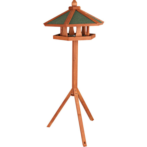 natura bird feeder with stand, pine wood, ø 65 × 46 cm/1.45 m, brown