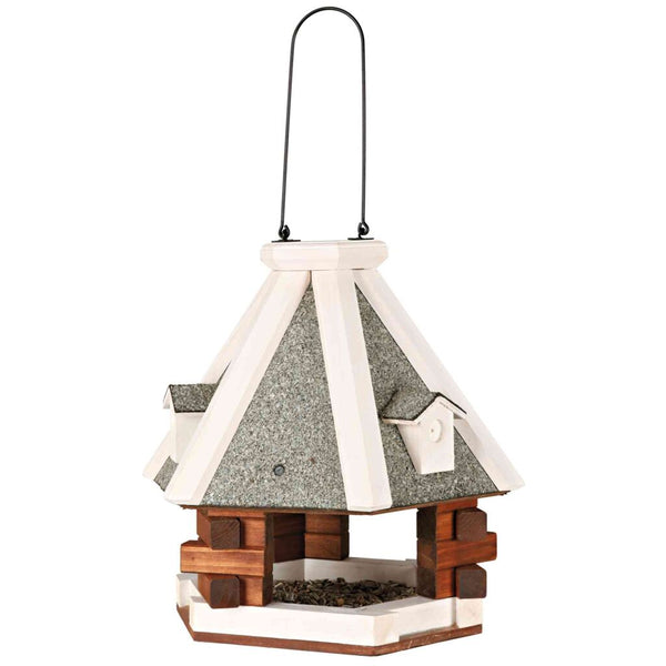 natura hanging bird feeder, pine wood, ø 36 × 35 cm, brown/white