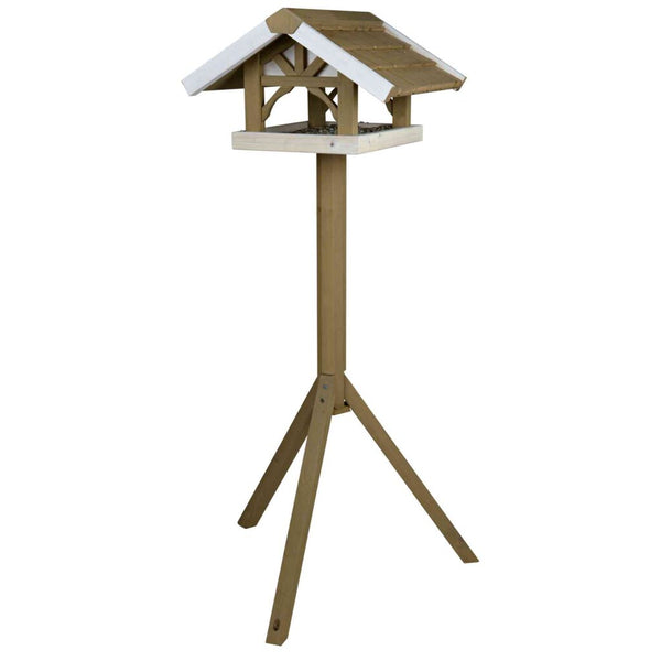 mangeoire à oiseaux natura avec support, bois de pin, 45 × 28 × 44 cm
