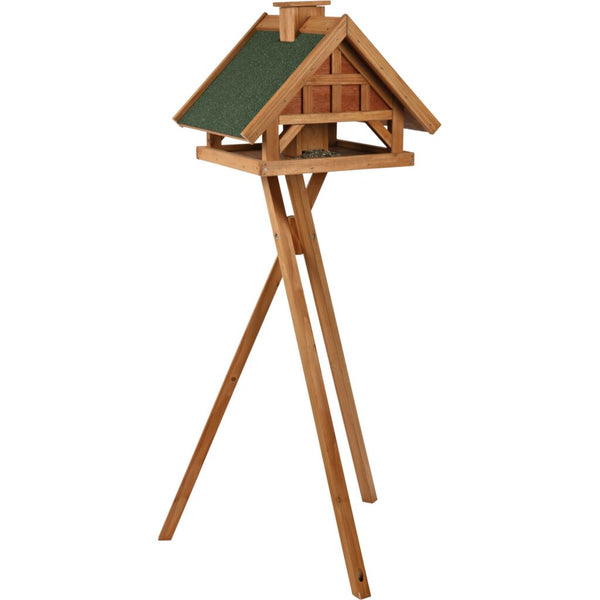 mangeoire à oiseaux natura avec support et silo, bois de pin, 54 × 40 × 48 cm