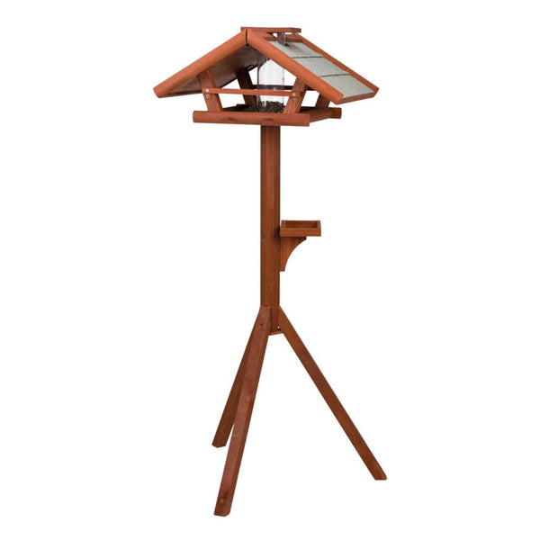 natura bird feeder with stand &amp; silo, pine wood, 55 × 27 × 53 cm