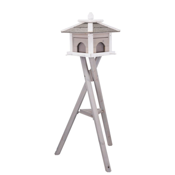 mangeoire à oiseaux natura avec support et silo, bois de pin, 46 × 35 × 46 cm
