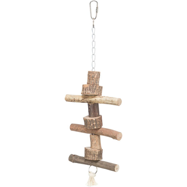 Toy with chain/rope, bark wood, 40 cm