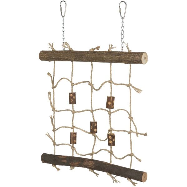 4x climbing rope framework, bark wood/sisal net, 27×24 cm