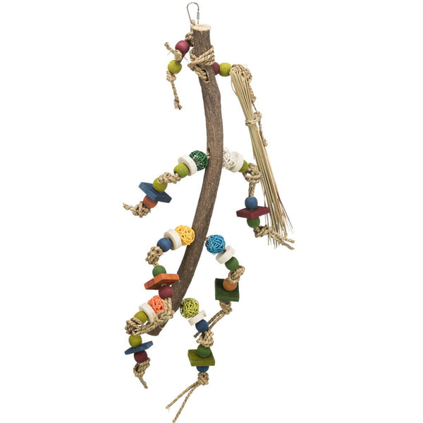 Natural toy, bark/rattan/seagrass/wood, 56 cm, colourful