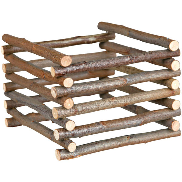 3x standing hay rack, bark wood, 15×11×15 cm