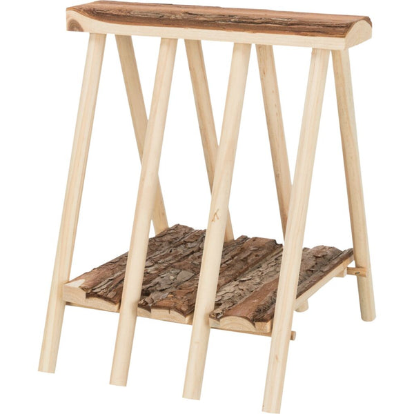 2x standing hay rack, bark wood, 25×11×25 cm