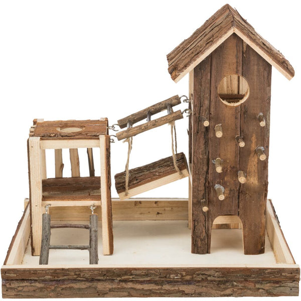 Birger playground, mice, bark wood, 36 × 33 × 26 cm