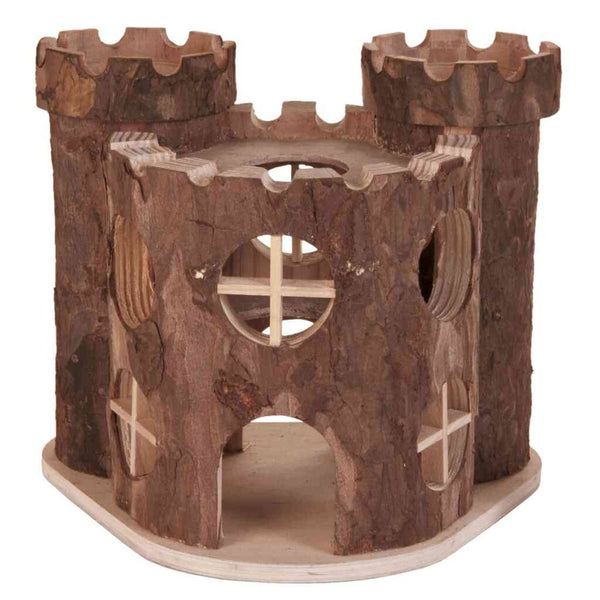 Matti Castle, mice, bark wood, 19 × 14 × 15 cm