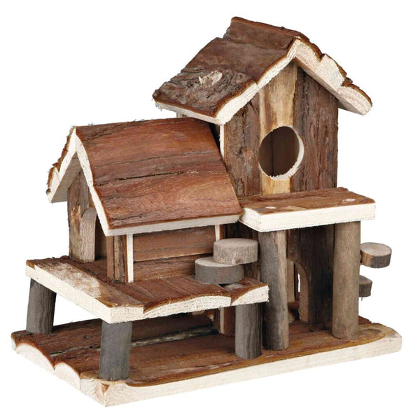Maison Birte, souris, bois d'écorce, 25 × 24 × 16 cm