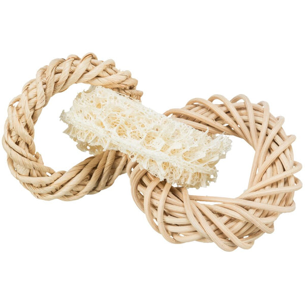 4x loofah ring with rattan and corn leaf ring, ø 13 cm