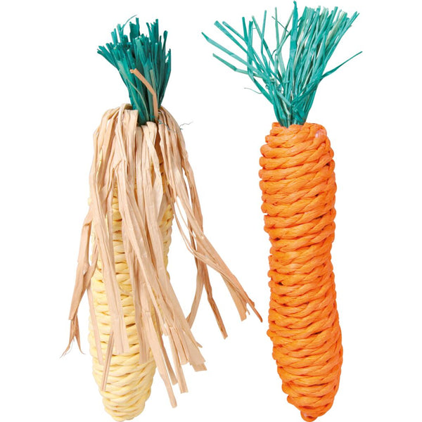 Set of straw toys, corn on the cob/carrot, 15 cm, 2 pcs.