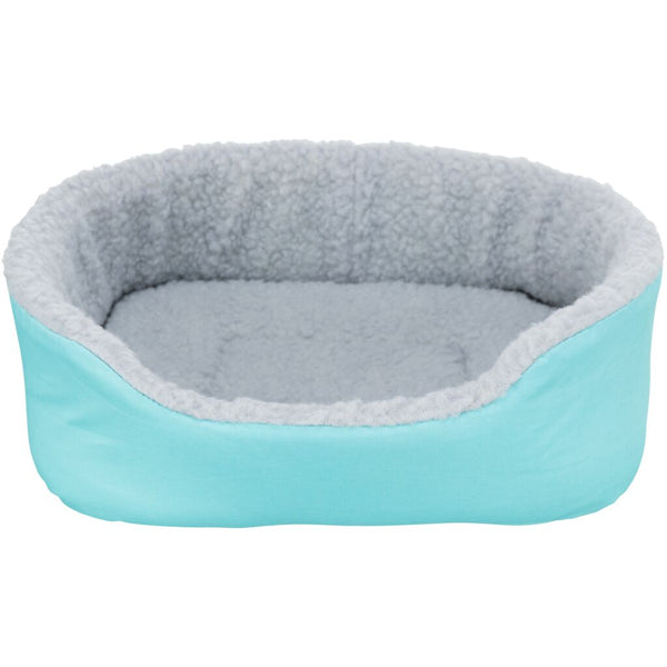 Cuddly bed, dwarf rabbit, 35 × 28 cm, turquoise/grey