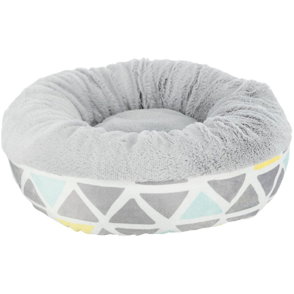 Cuddly bed Sunny, round, plush, ø 35 × 13 cm, colourful/grey
