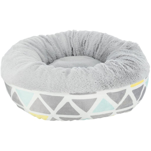 Lit câlin Sunny, rond, peluche, ø 35 × 13 cm, coloré/gris