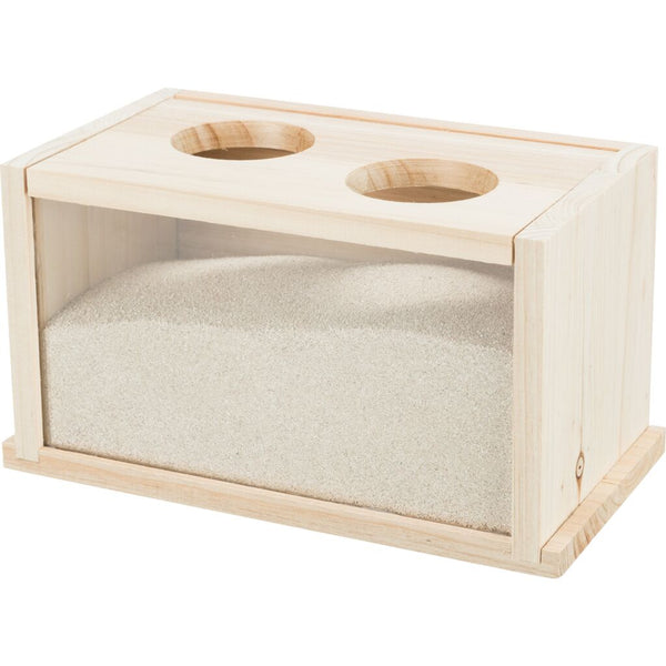 Sand bath, mice/hamsters, wood, 22 × 12 × 12 cm