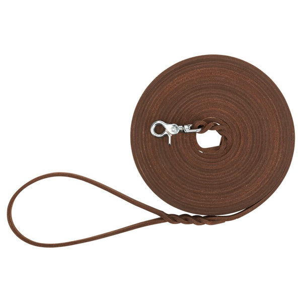 Rustic oiled leather tow line, S–L, dark brown