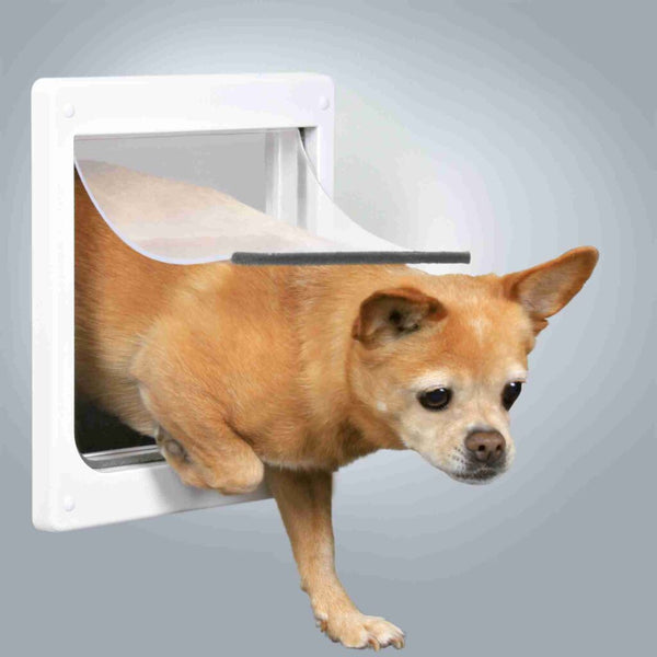 2-way free-running door for dogs, with tunnel, XS–S: 25 × 29 cm, white