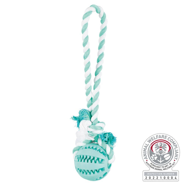 Denta Fun Ball on rope, mint flavor, natural rubber, ø 7/24 cm