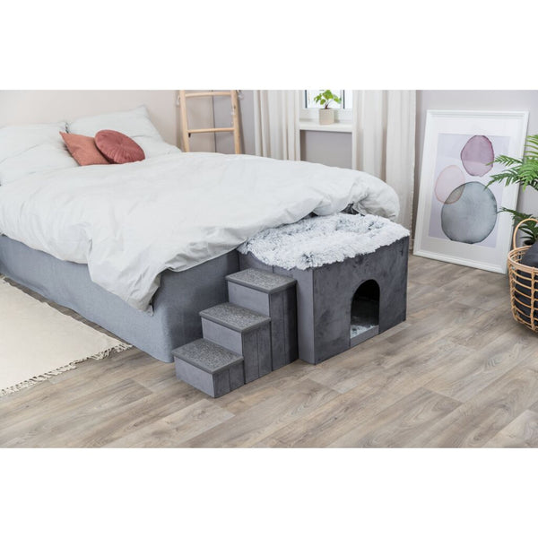 Cave Harvey with stairs, 119 × 47 × 50 cm, grey/white-black
