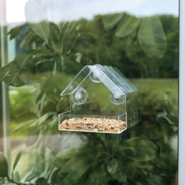 2x bird feeder for window pane, plastic, 225 ml/15×15×6 cm