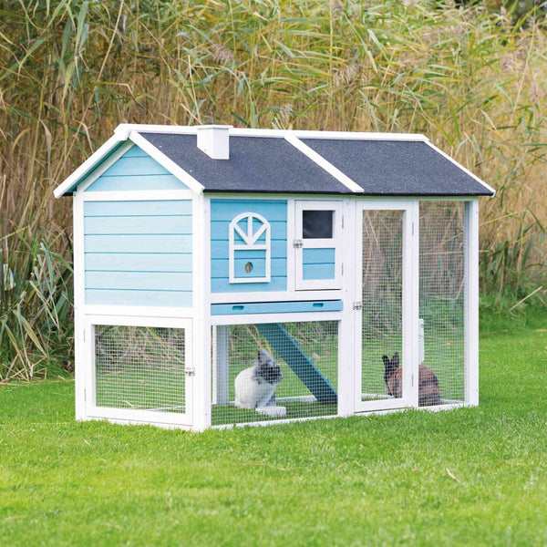 natura small animal stable with outdoor enclosure, 2 floors, 156 × 110 × 80 cm
