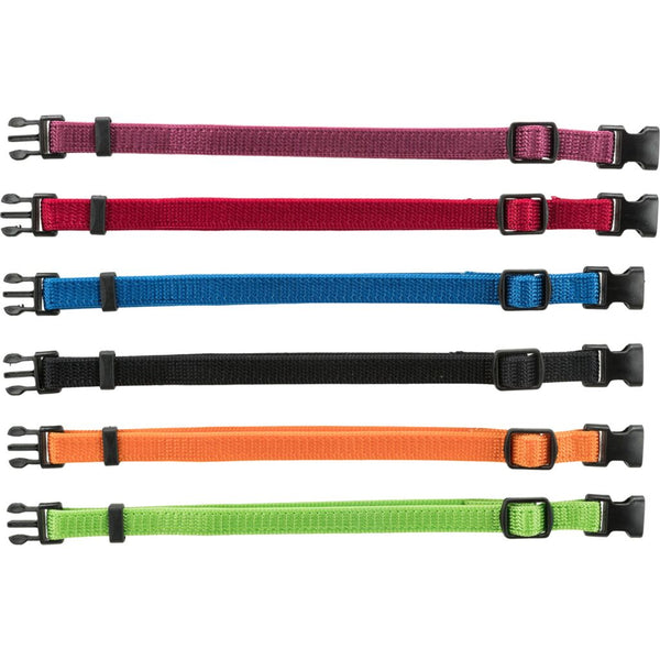 Junior set puppy collars, SM: 17-25 cm/10 mm, 6 pcs., black, red, royal blue, apple, papaya, orchid