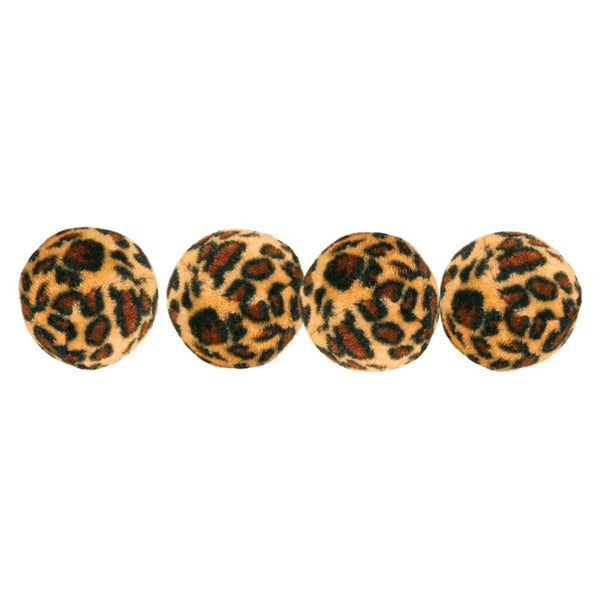 Jeu de boules à motif léopard, peluche, ø 4 cm, 4 pcs.