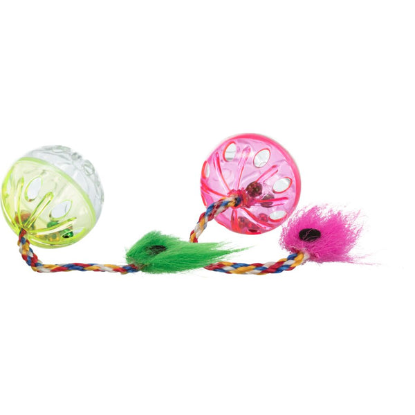 Set of rattle balls with a tail, plastic, ø 4 cm, 2 pcs.