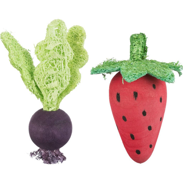 Set strawberry/beet, wood/loofah, 6/9 cm